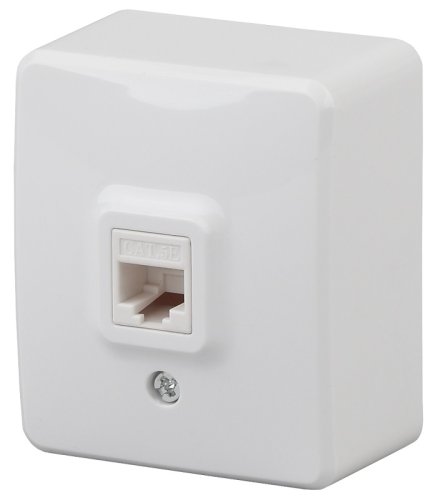 Розетка компьютерная накладная Эра Эксперт 1-м. RJ45 5e белый картинка